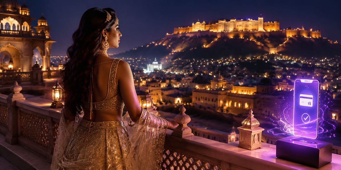 Indian woman executing a mobile payment via Paytm on 2k14